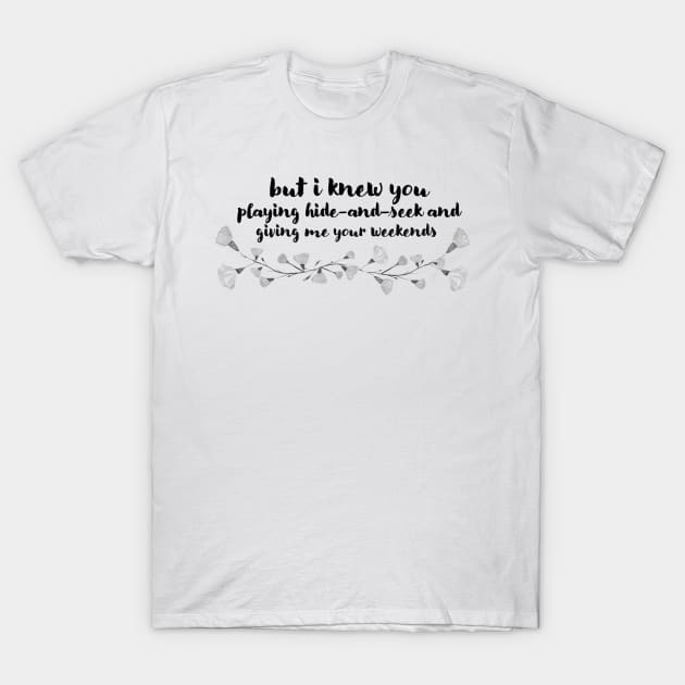Cardigan Lyrics Black and White T-Shirt by CMORRISON12345